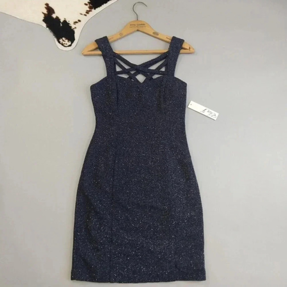 Eliza J Sparkle Sheath Strappy Cocktail Dress - Picture 3 of 7